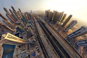 building, Aerial View, Dubai, Fisheye Lens