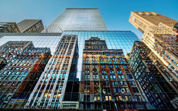 HDR, Building, Skyscraper, Reflection, Architecture, Worms Eye View HD Wallpaper Desktop Background