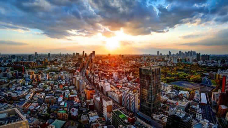 HDR, Building, Sunset, Tokyo, Clouds HD Wallpaper Desktop Background