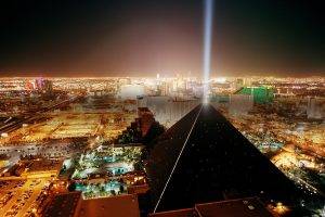 building, HDR, USA, Pyramid, Spotlights, Las Vegas, Cityscape, Lights, Hotels, City, Town, Urban