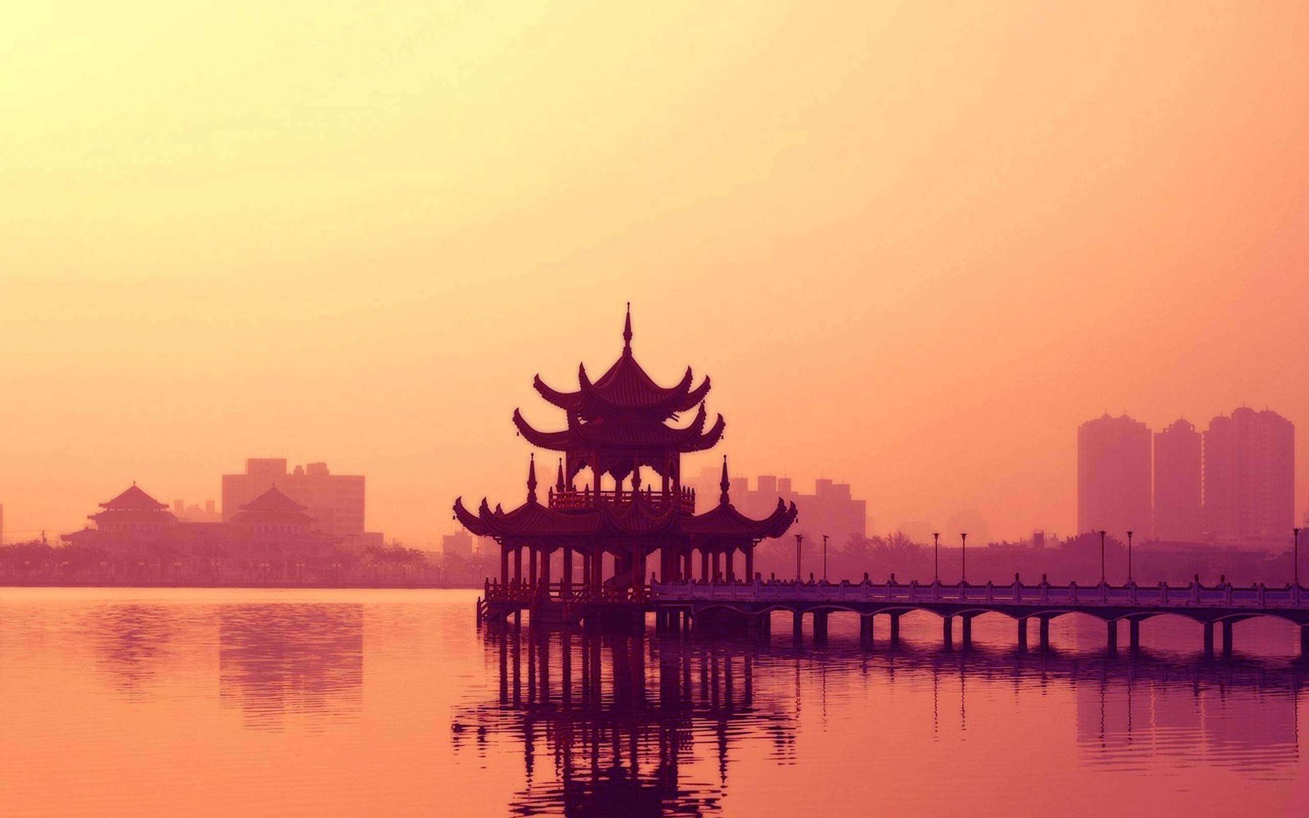 water, Pagoda Wallpaper