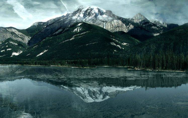 mountain, Forest, Reflection, Canada HD Wallpaper Desktop Background