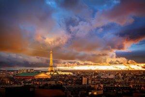 Paris, Sky, Cityscape, City, Building, Lights, Eiffel Tower