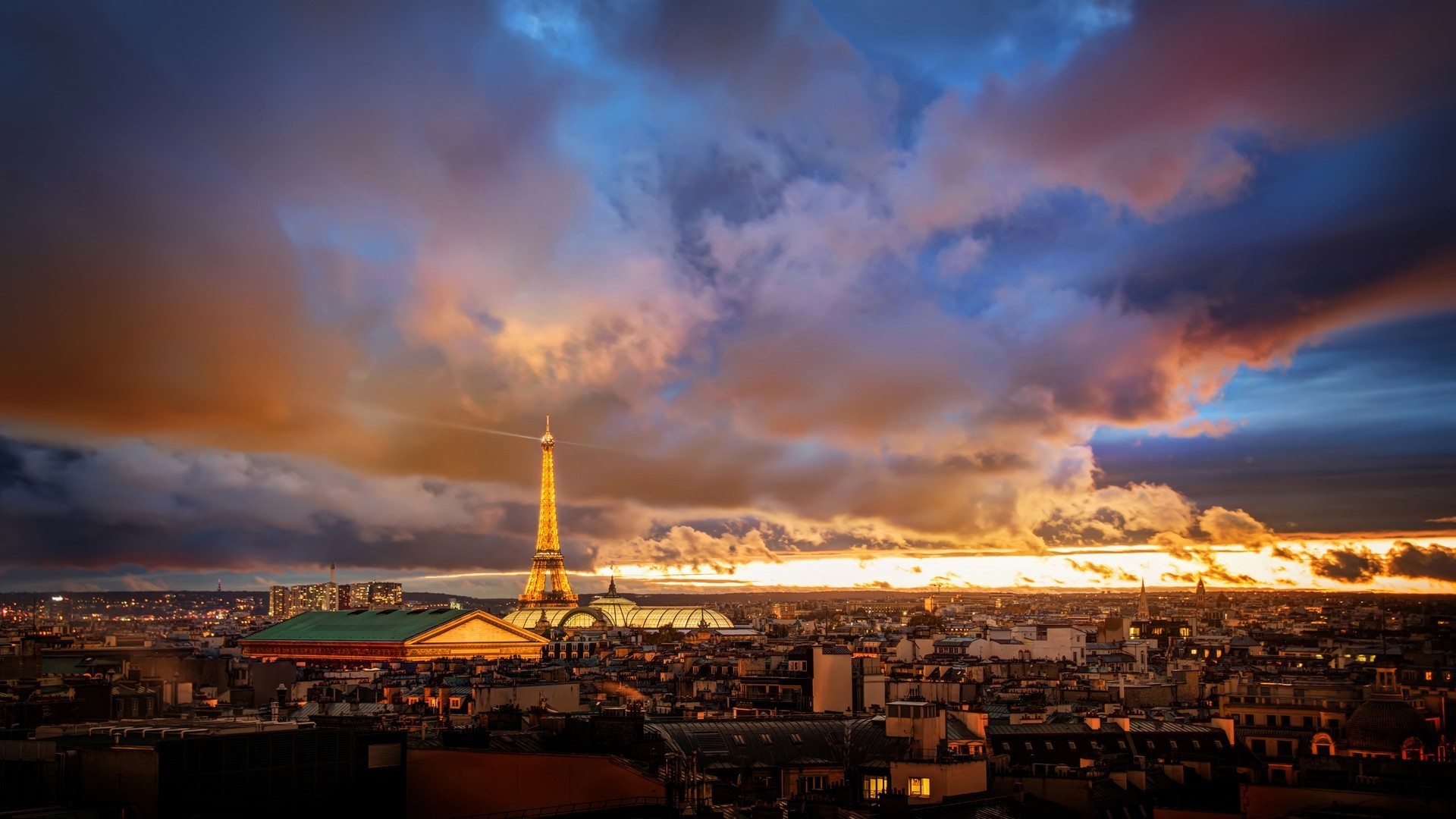 Paris, Sky, Cityscape, City, Building, Lights, Eiffel Tower Wallpaper