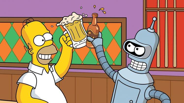 The Simpsons, Homer Simpson, Bender, Futurama HD Wallpaper Desktop Background