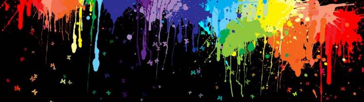 paint Splatter, Colorful, Multiple Display, Butterfly HD Wallpaper Desktop Background