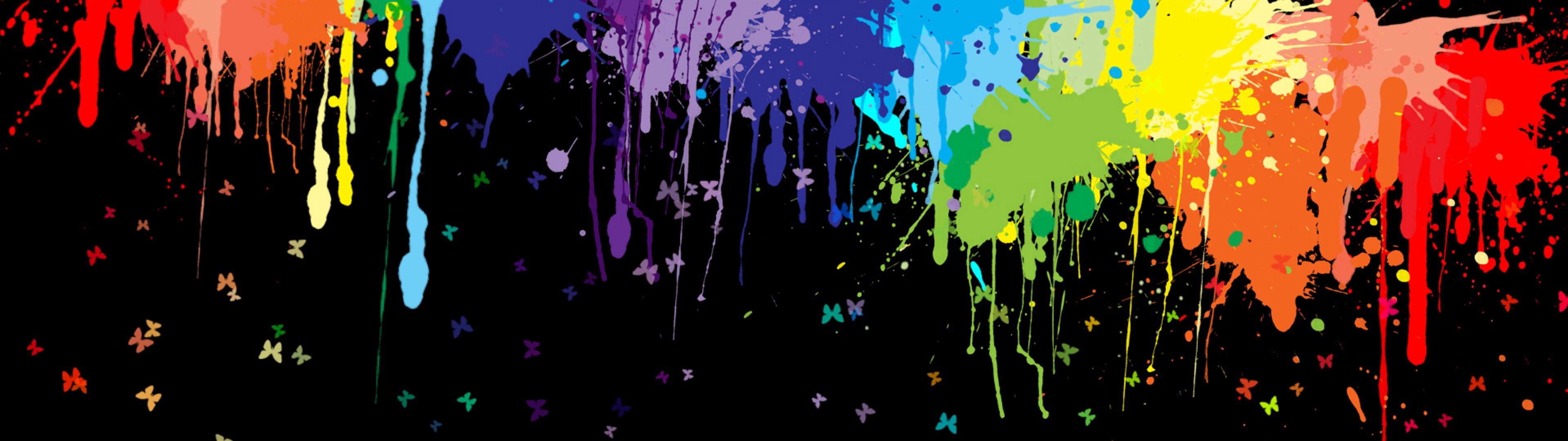paint Splatter, Colorful, Multiple Display, Butterfly Wallpaper
