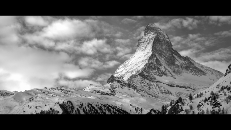 monochrome, Mountain, Winter, Snow, Matterhorn, Switzerland HD Wallpaper Desktop Background