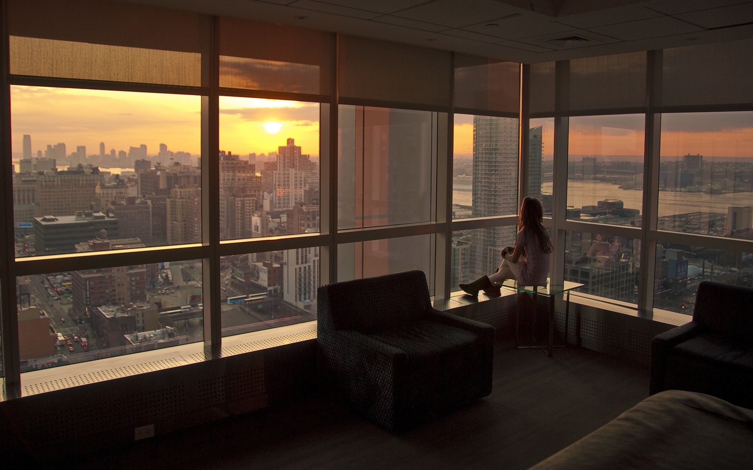 women, Skyline Wallpaper