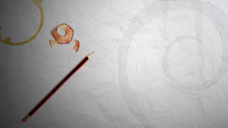 Debian, Pencils, Coffee, Paper, Drawing, Linux HD Wallpaper Desktop Background