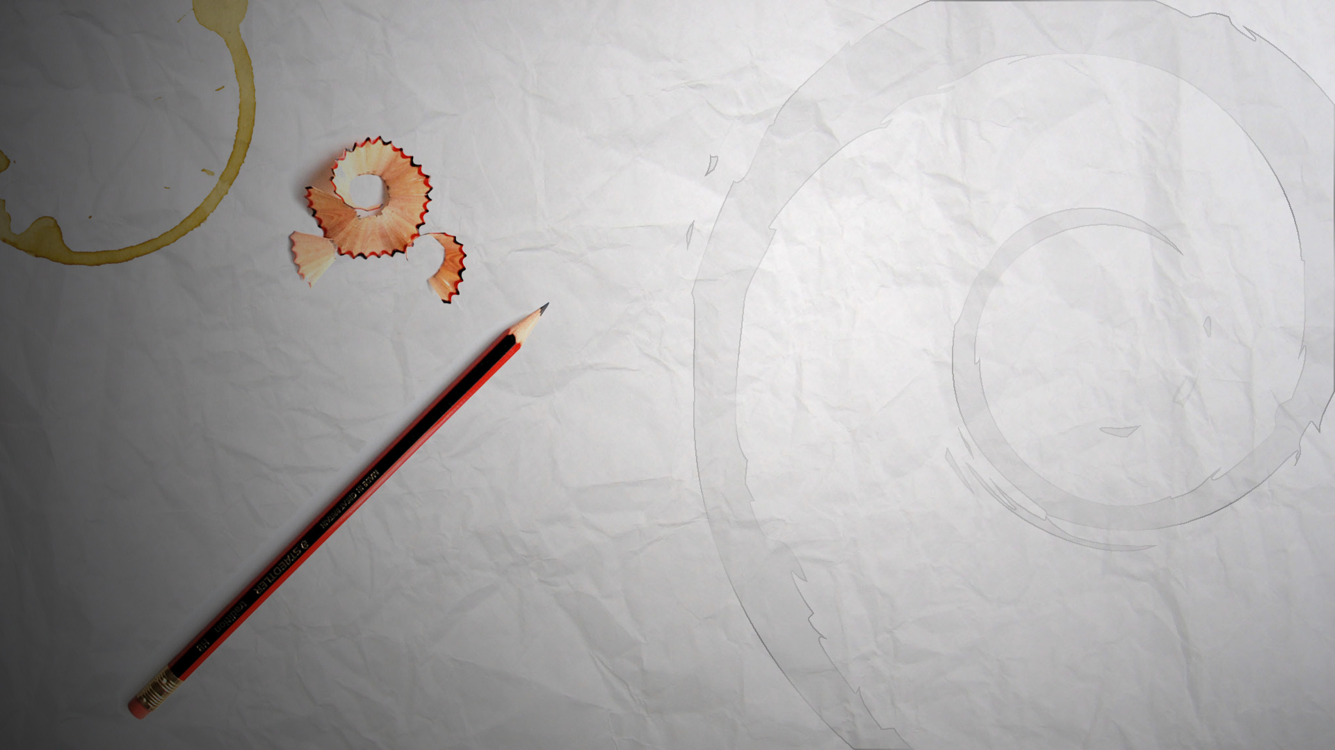 Debian, Pencils, Coffee, Paper, Drawing, Linux Wallpaper