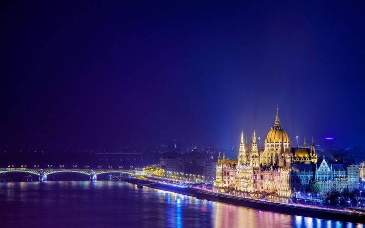 Hungary, Budapest, Chain Bridge, Hungarian Parliament Building HD Wallpaper Desktop Background