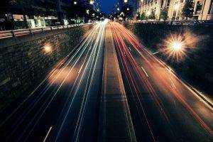 urban, Road, Street, Lights, Light Trails