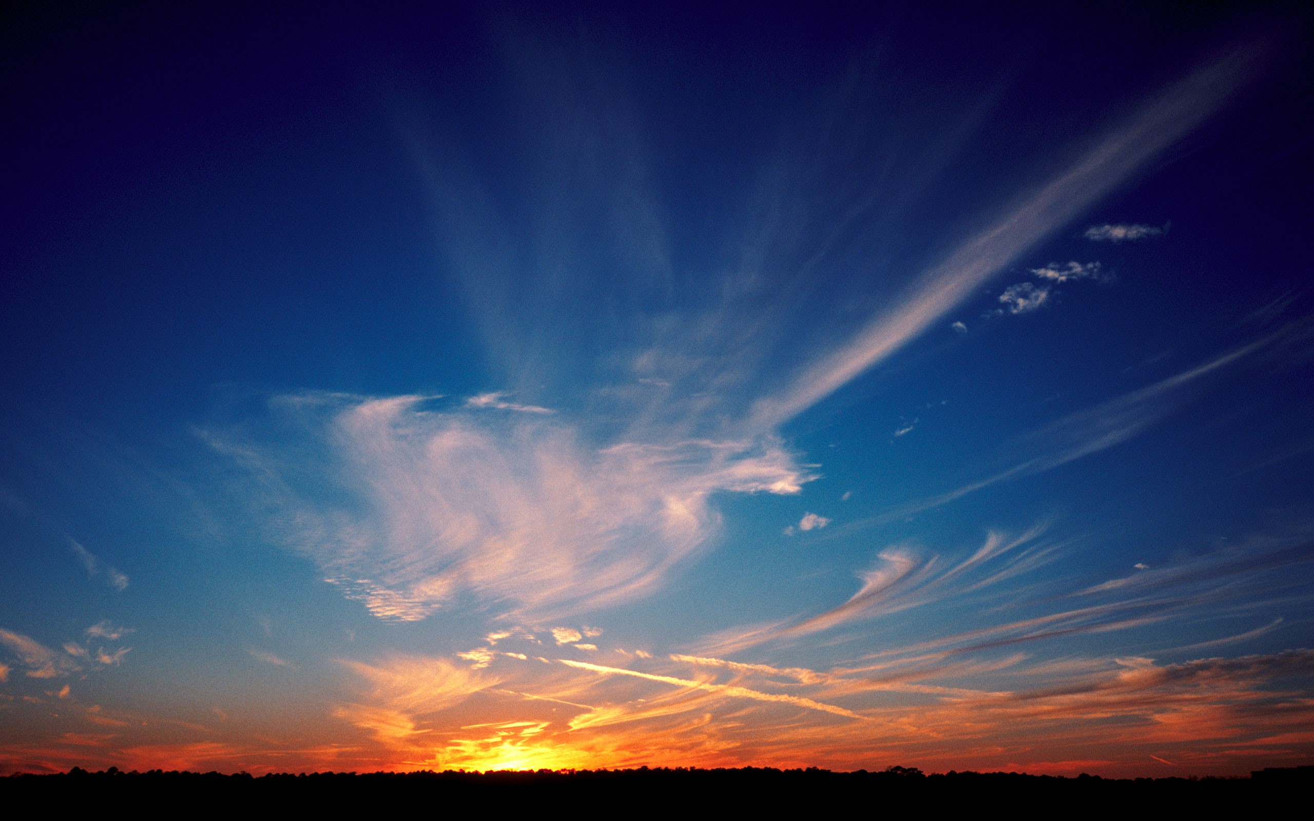 sunset, Blue, Clouds, Sun Wallpaper