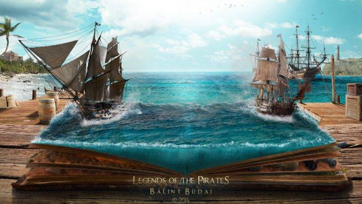 magic, Books, Pirates, Sea, Battle, Coast, Ports, Island HD Wallpaper Desktop Background