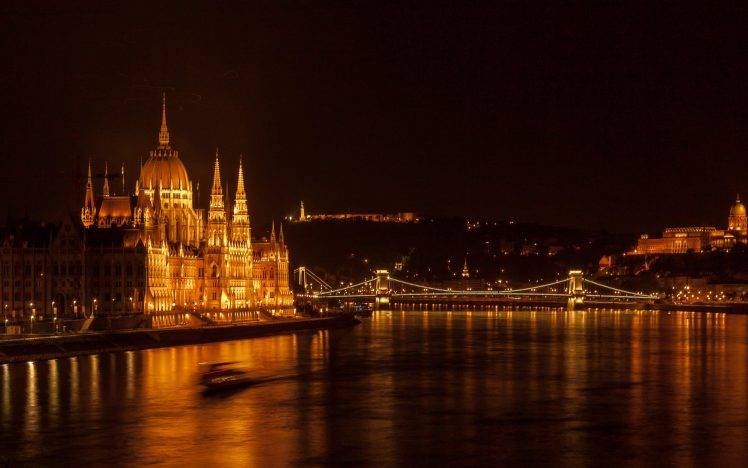 Budapest, Hungary, Hungarian Parliament Building, Chain Bridge HD Wallpaper Desktop Background