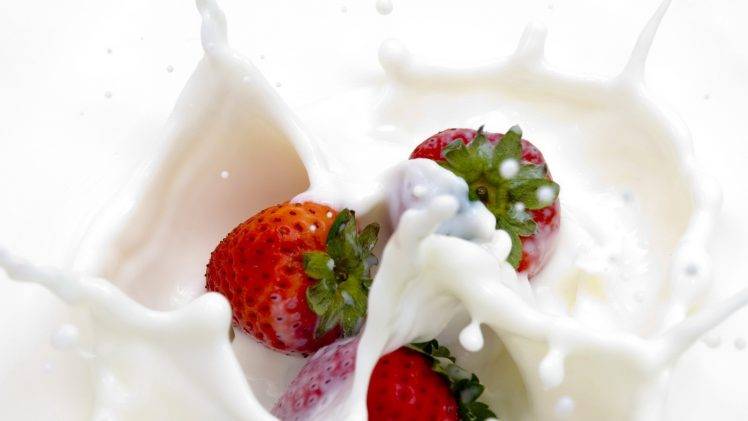 strawberries, Milk HD Wallpaper Desktop Background