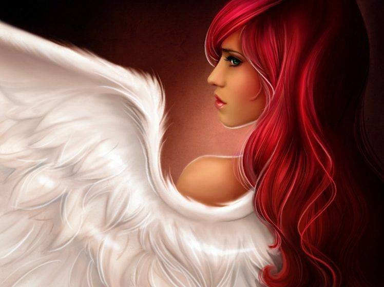 drawing, Women, Redhead, Angel HD Wallpaper Desktop Background
