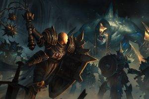Diablo III, Crusaders, Artwork, Skeleton, Battle