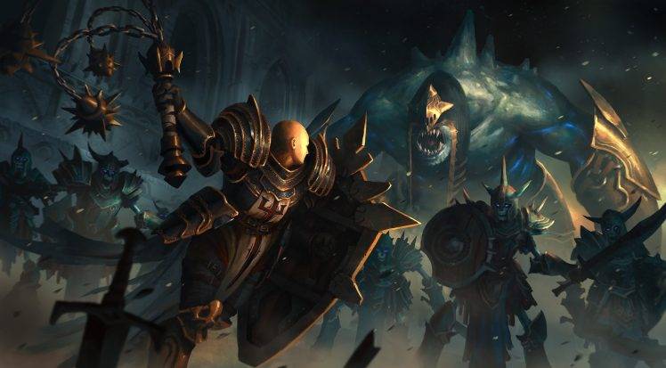 Diablo III, Crusaders, Artwork, Skeleton, Battle HD Wallpaper Desktop Background