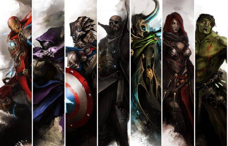 Iron Man, Hawkeye, Captain America, Nick Fury, Hulk, The Avengers, Black Widow, Loki HD Wallpaper Desktop Background