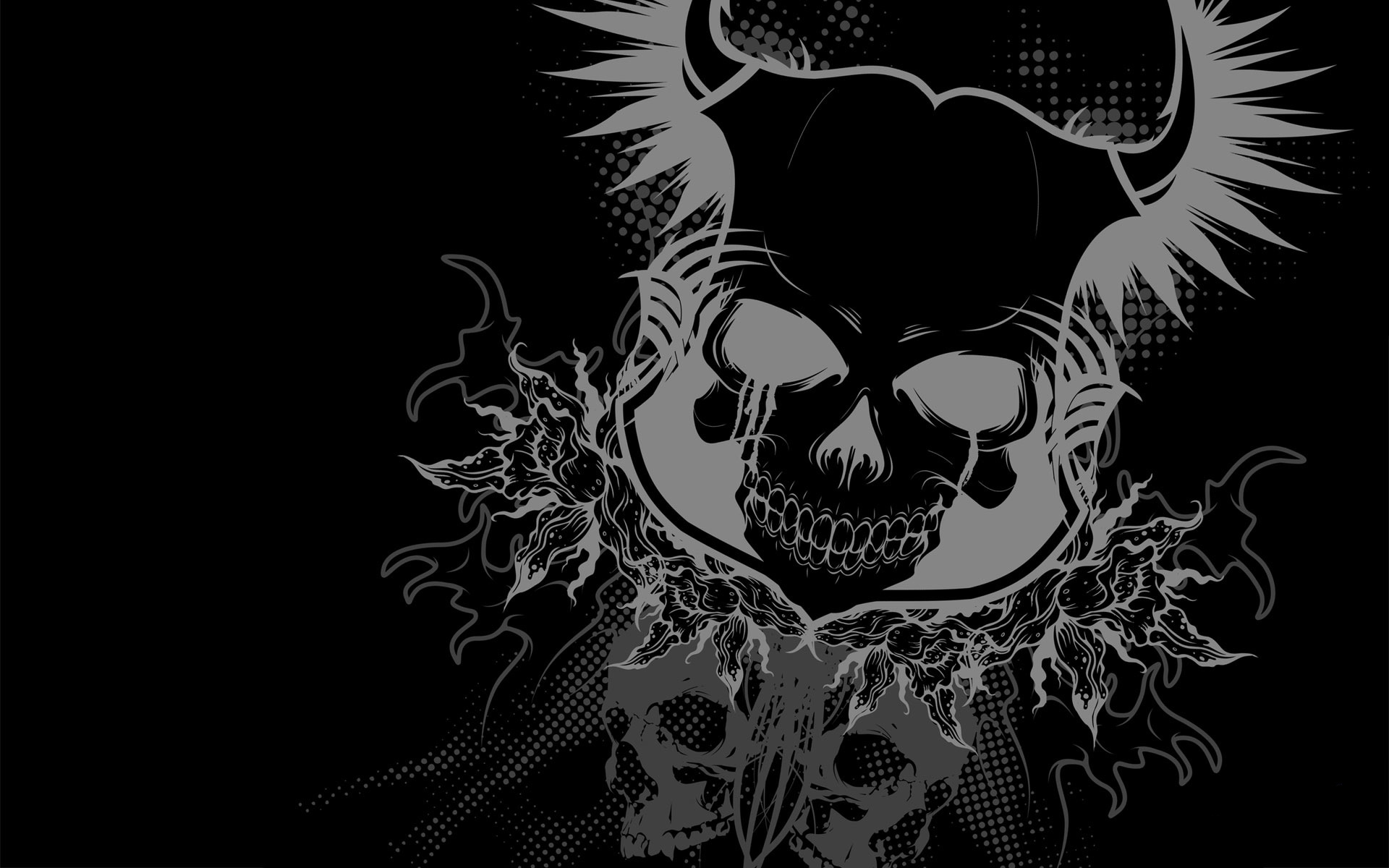 monochrome, Skull Wallpaper