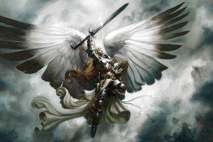 Magic: The Gathering, Sword, Angel, Armor, Women, Wings, Serra Angel