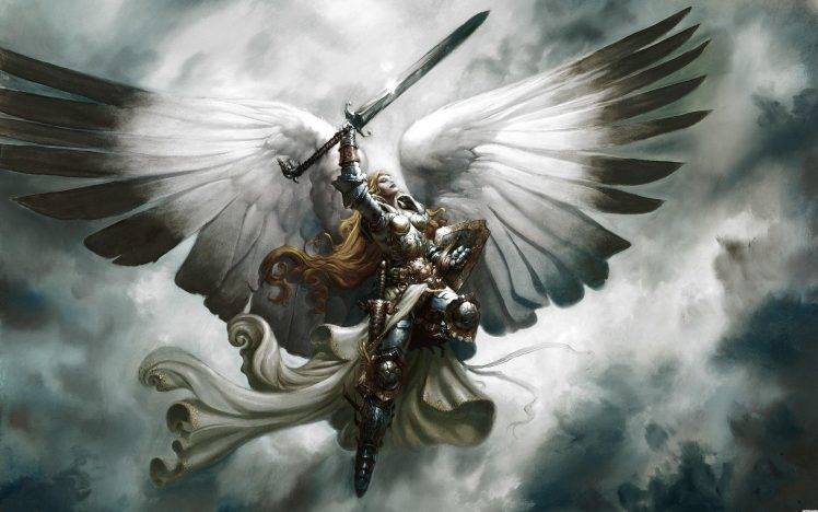 Magic: The Gathering, Sword, Angel, Armor, Women, Wings, Serra Angel HD Wallpaper Desktop Background