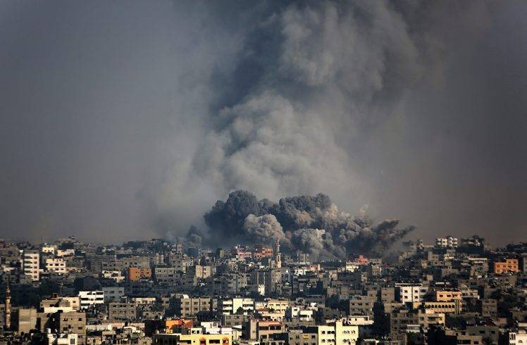 Gaza, Palestine, War, Smoke, Destruction, Clouds HD Wallpaper Desktop Background