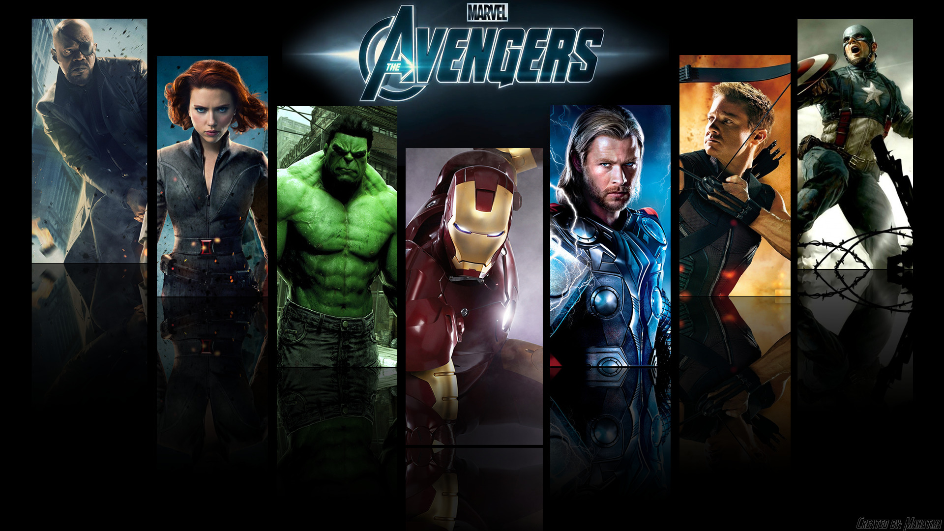 The Avengers, Hulk, Black Widow, Nick Fury, Iron Man, Thor, Hawkeye