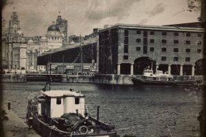 ship, Liverpool, Monochrome, Dock, England, Water, Building, Cityscape, Boat