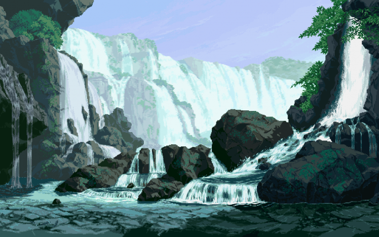 pixel Art, Waterfall HD Wallpaper Desktop Background