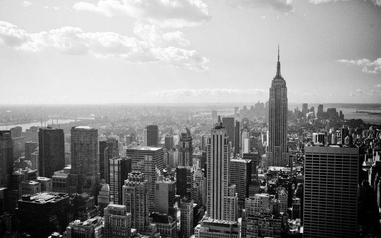 building, New York City, Empire State Building, Monochrome HD Wallpaper Desktop Background