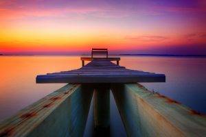sunset, Pier