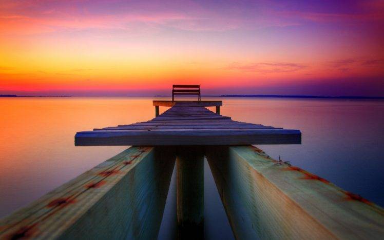 sunset, Pier HD Wallpaper Desktop Background