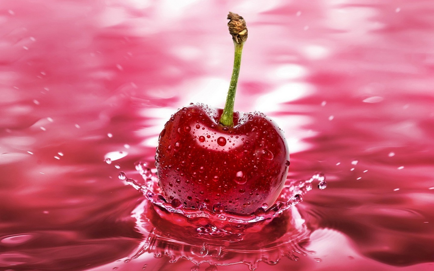 cherries, Splashes, Water Wallpaper