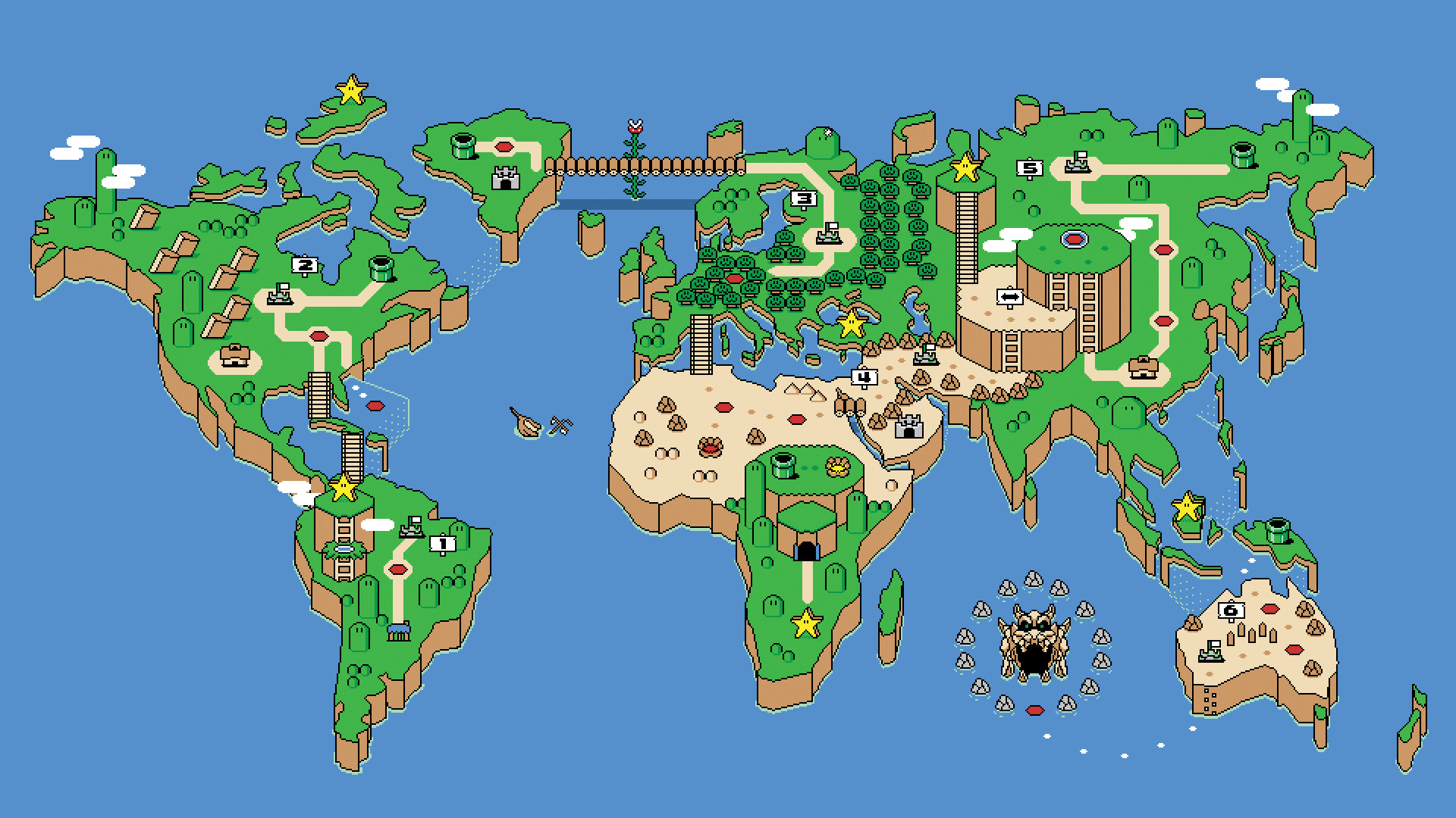 map, Super Mario, SNES Wallpaper