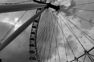London Eye, London, Ferris Wheel, Monochrome