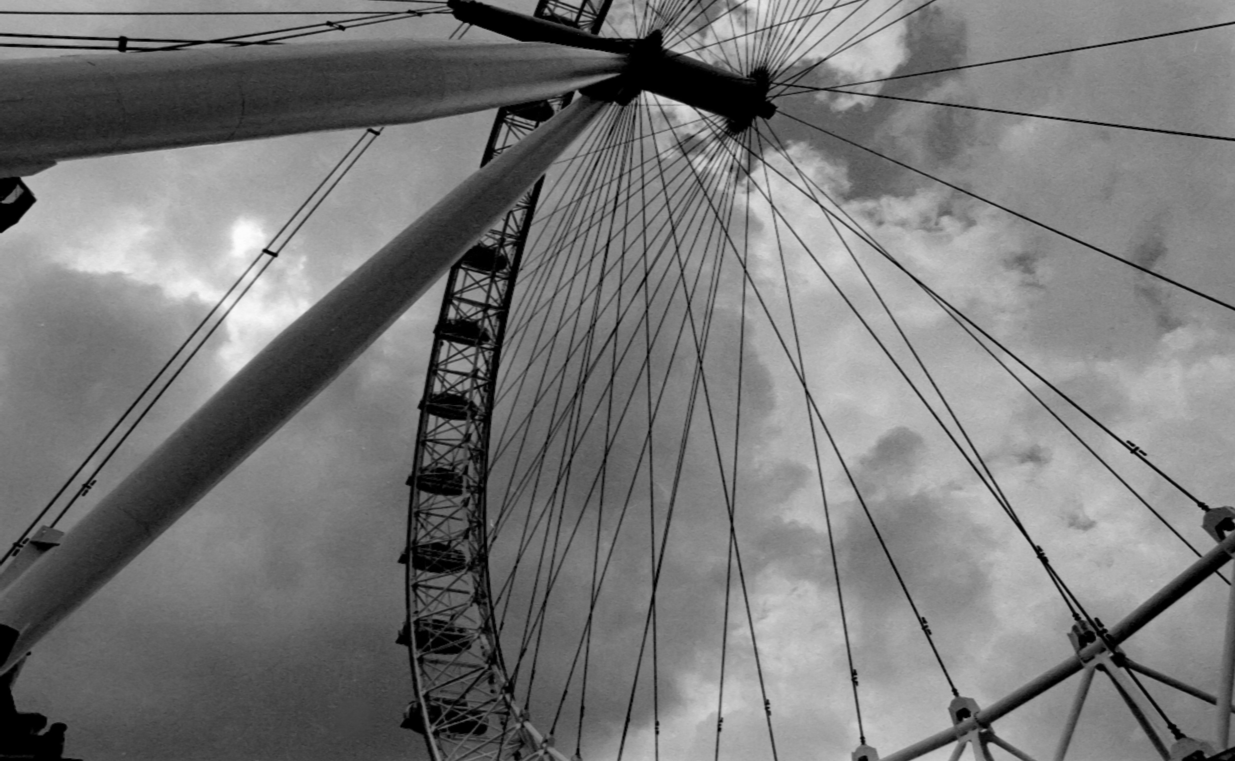 London Eye, London, Ferris Wheel, Monochrome Wallpaper