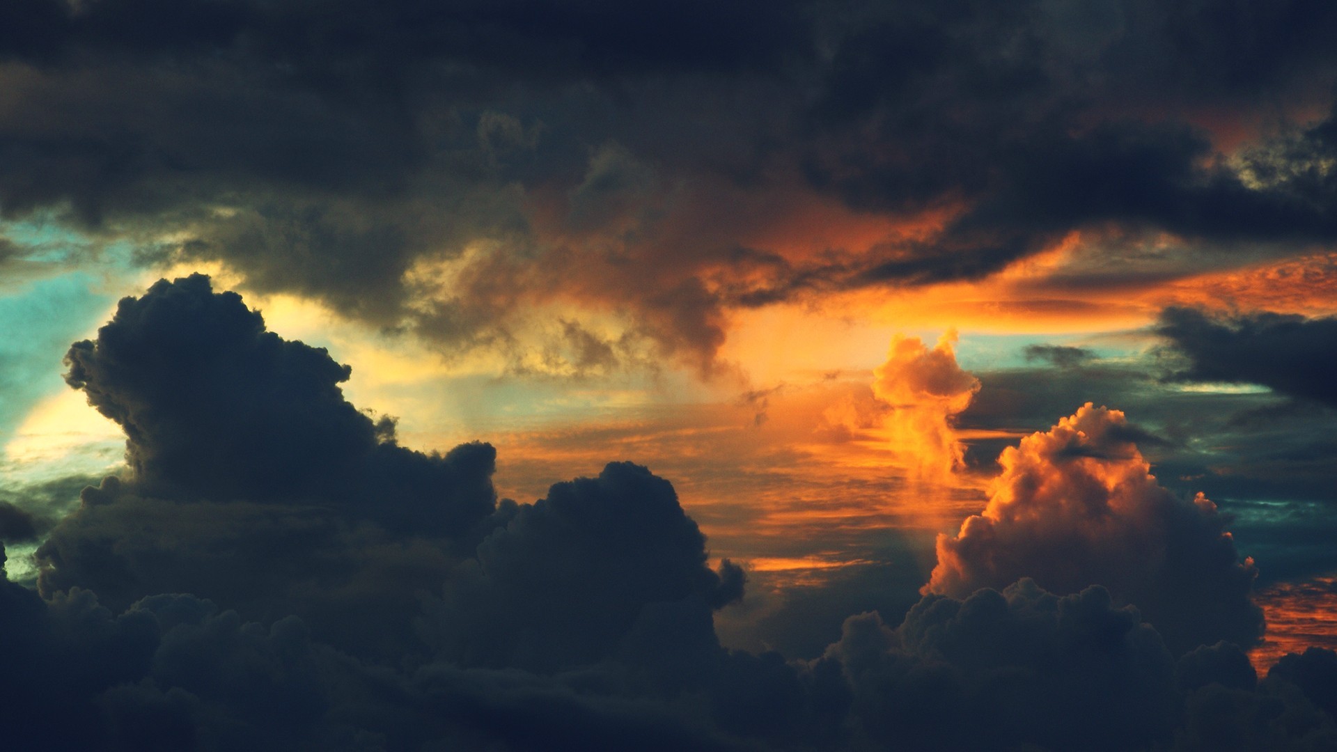 clouds, Sunset Wallpaper