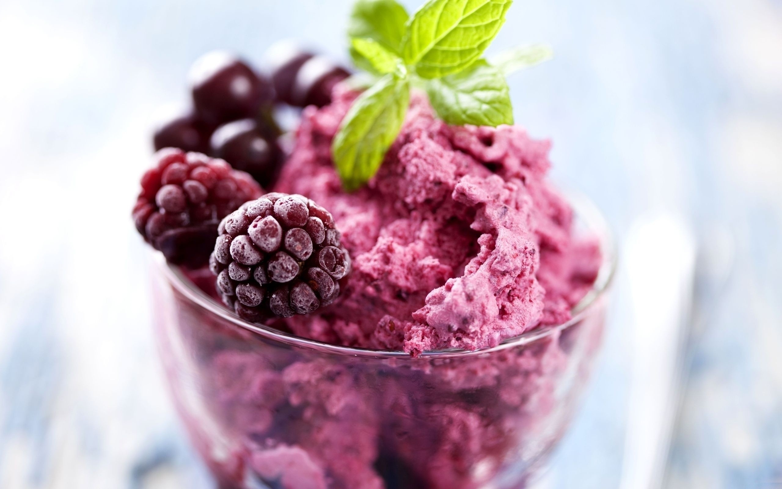 raspberries, Macro, Ice Cream Wallpaper