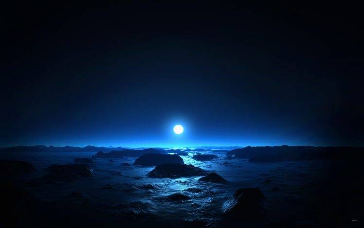 beach, Moonlight, Rock, Night HD Wallpaper Desktop Background