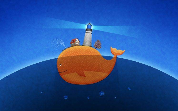 whale, Lighthouse, Artwork, Vladstudio HD Wallpaper Desktop Background