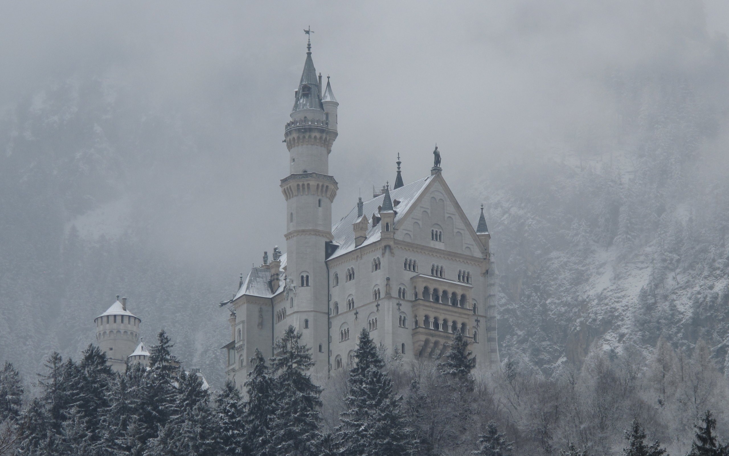 architecture, Schloss Neuschwanstein, Germany, Castle, Gothic, Snow, Winter Wallpaper
