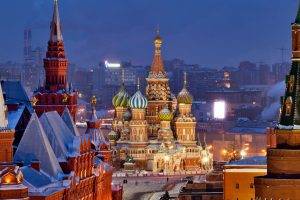 Moscow, Russia, Europe, Church, Kremlin, Snow