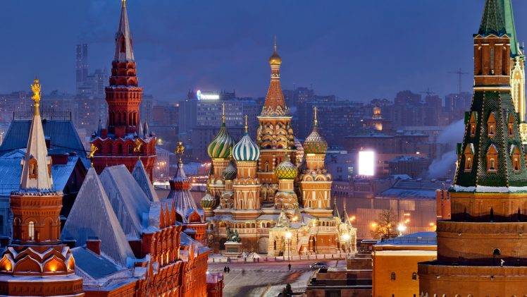 Moscow, Russia, Europe, Church, Kremlin, Snow HD Wallpaper Desktop Background