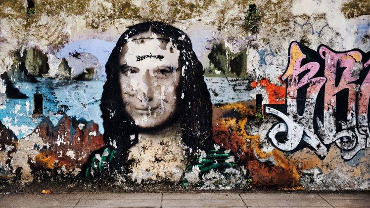 calligraphy, Mona Lisa, Graffiti HD Wallpaper Desktop Background
