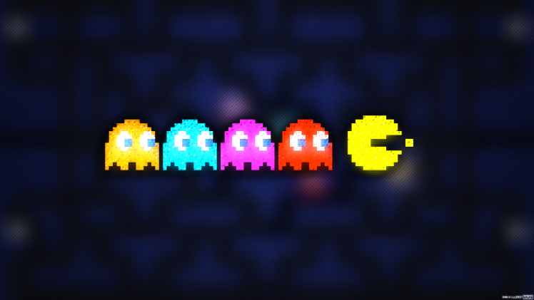 pixel Art, Trixel, Pacman, Clyde, Inky, Pinky, Blinky HD Wallpaper Desktop Background