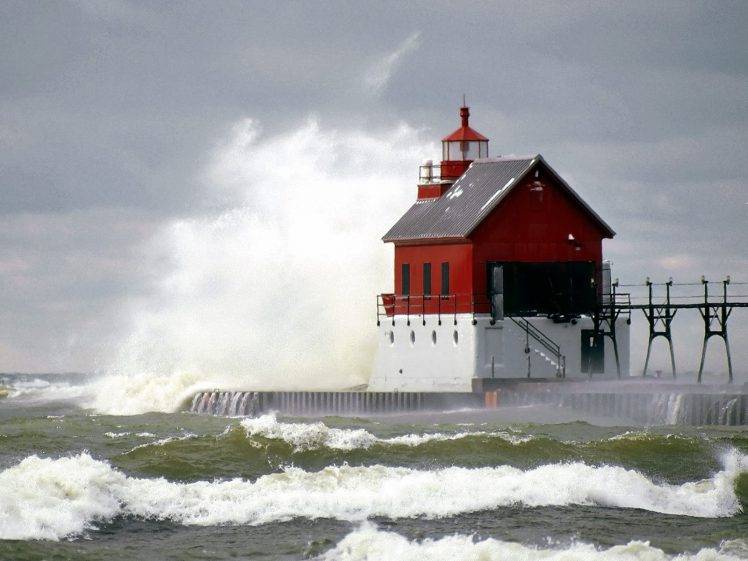 sea, Waves, Storm, Lighthouse HD Wallpaper Desktop Background