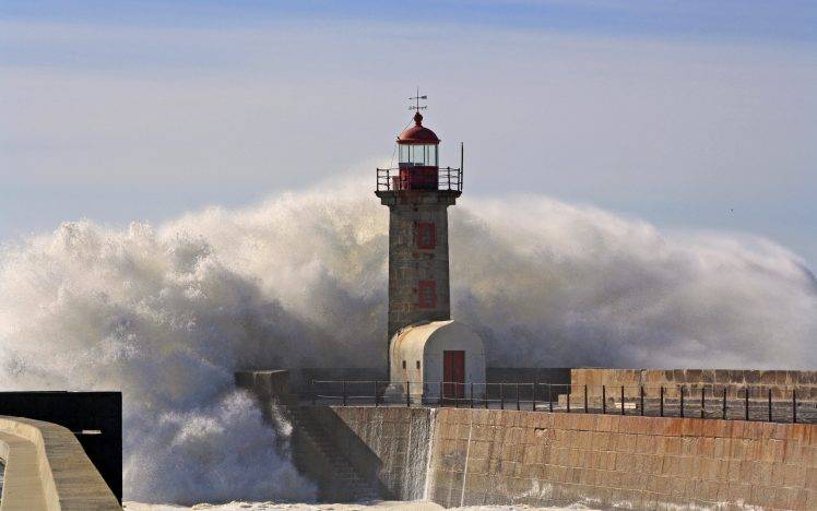 lighthouse, Waves, Storm HD Wallpaper Desktop Background